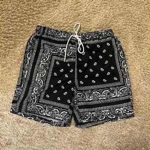 Black Bandana Shorts 5 inch Inseam
